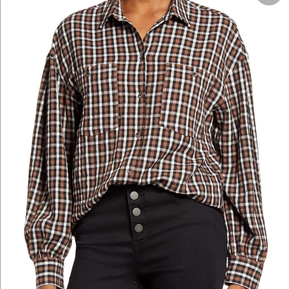 Treasure and bond pleaded sleeve button up